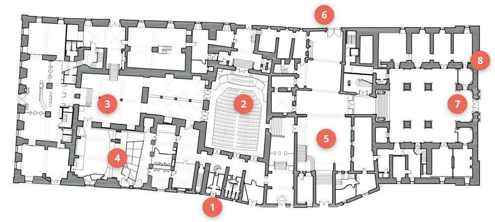 Image of the floor plan of the ground floor of the Palau de la Generalitat